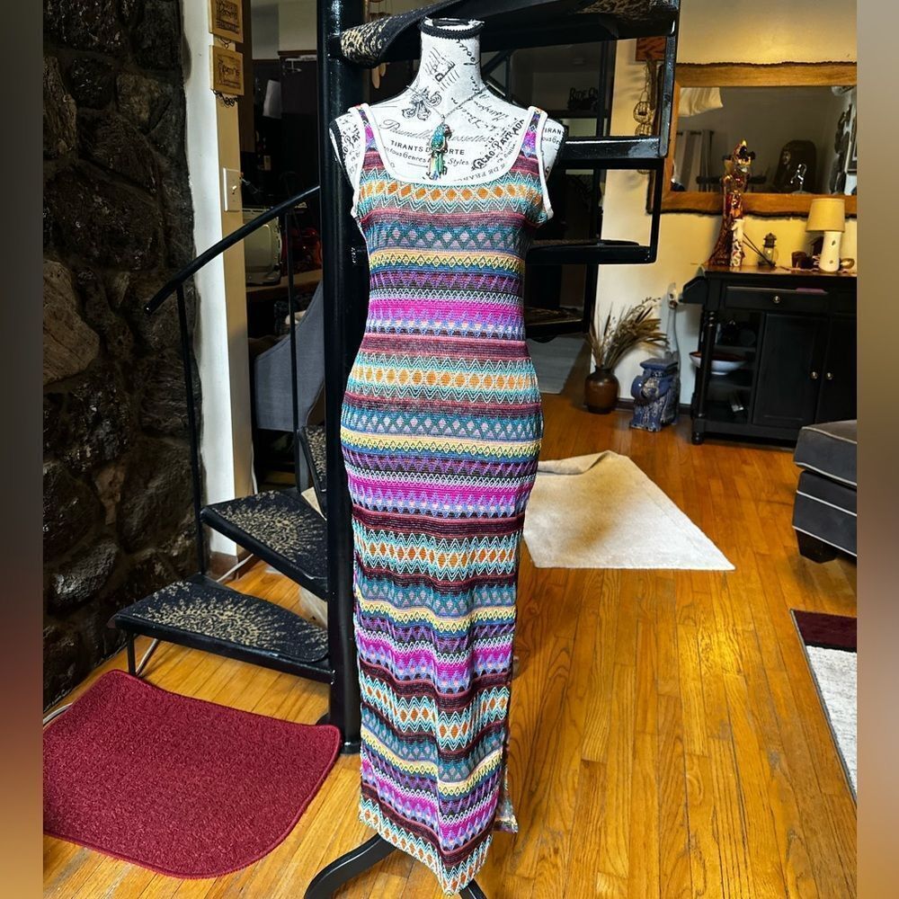 Vibrant Geometric Maxi Dress and boho lil bag